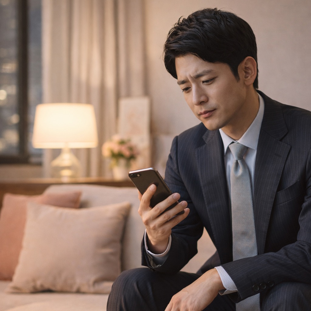 メッセージ返信に悩む男性