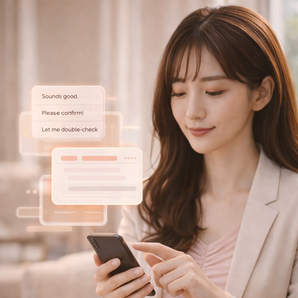 Interface chaleureuse montrant une analyse de conversation et des suggestions