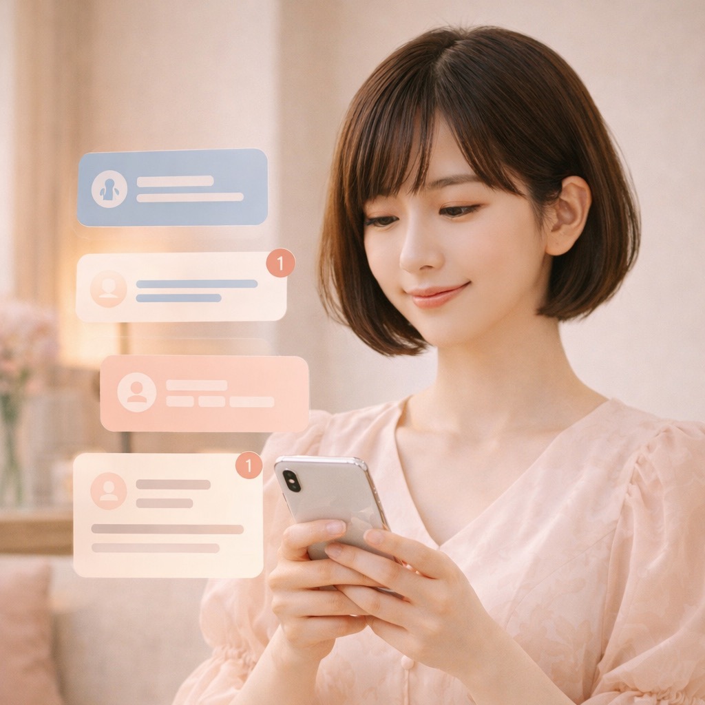 会話分析と返信候補を表示するアプリ画面