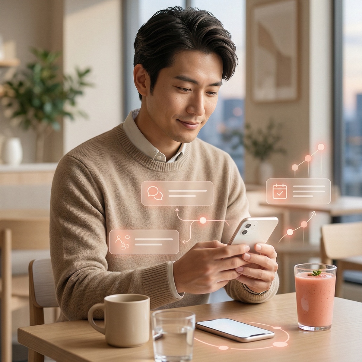 スマートフォン上で表示される会話分析カード